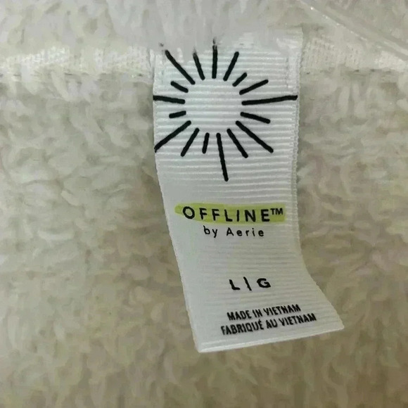 OFFLINE by Aerie Women's Large White Fleece Zip-Up Teddy Jacket Cropped - Picture 4 of 9